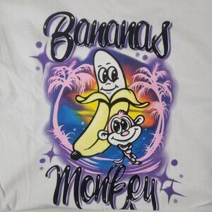 Bananas Monkey Short Sleeve Tee Shirt HOOD CLASSIC Air Brush Size Large NEW NIB